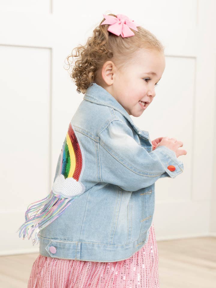 Marie Nicole Clothing - Wholesale Denim Jacket - Kids - Rainbow Sequin Denim Jacket2