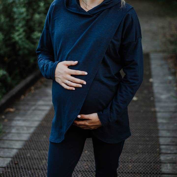 New Genes Maternity - Wholesale Hoodie - Women's - Gianna Nursing Hoodie -Navy2