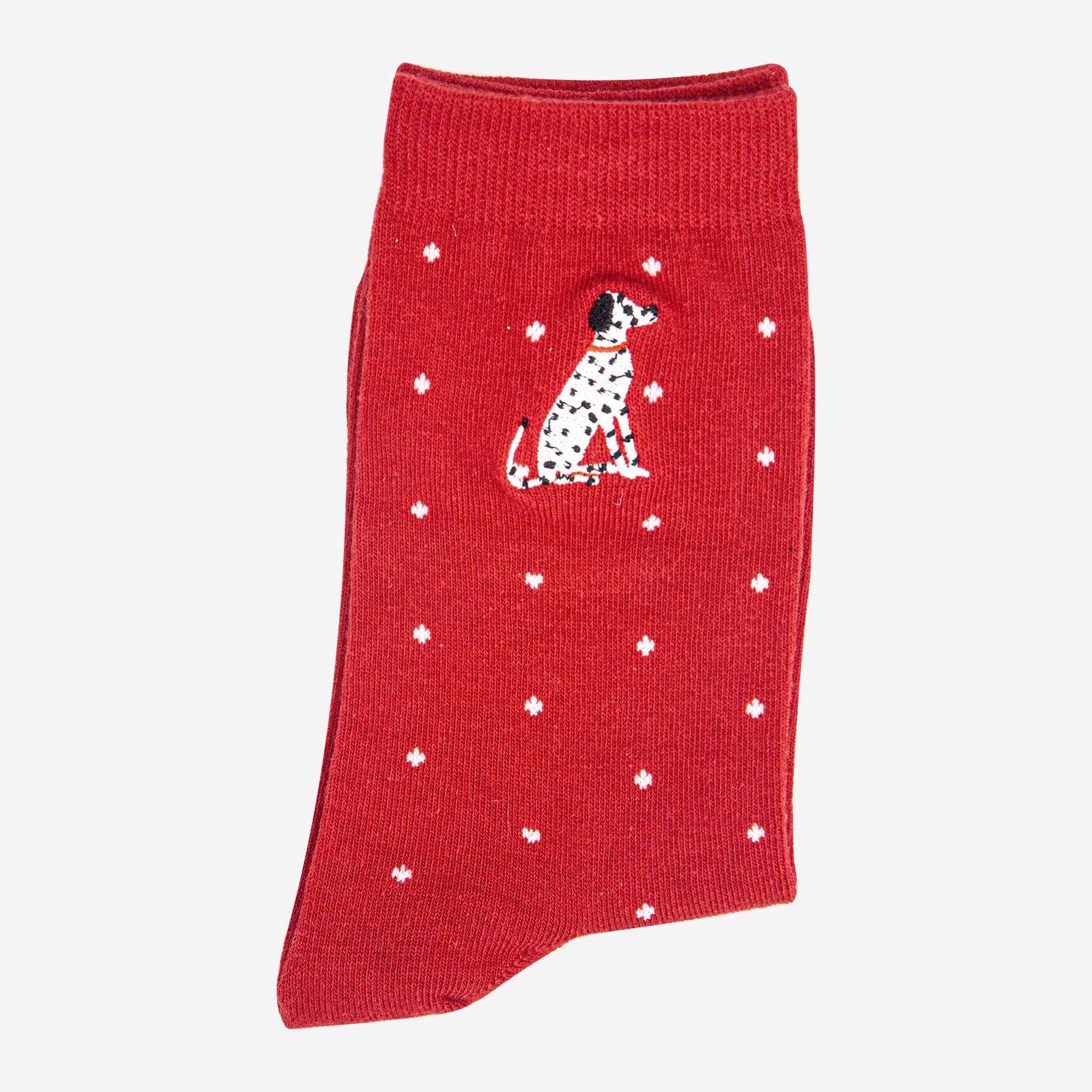 Sock Talk - Wholesale Socks - Women's - Women's Embroidered Ankle Socks - Red, Dalmatian Polka Dot2