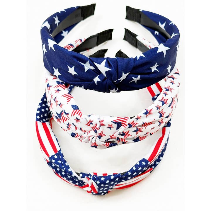 MIX COLOR USA Flag American Patriotic Twisted Headband for wholesale on Faire