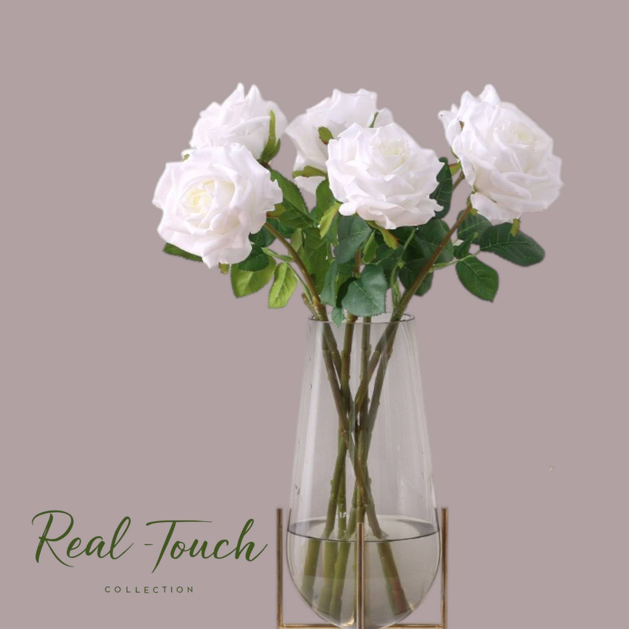 Angel Isabella - Vente Fleurs artificielles - Rose de jardin artificielle Ingrid Bergman 43 cm Real Touch0