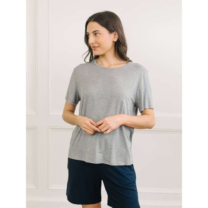 Women's Jersey Bamboo Lounge T-Shirt - Grey for wholesale by Midnight Mischief