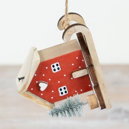 Casa de madera en trineo, 8 cm para venta al por mayor de Gainsborough Giftware x Portland Living