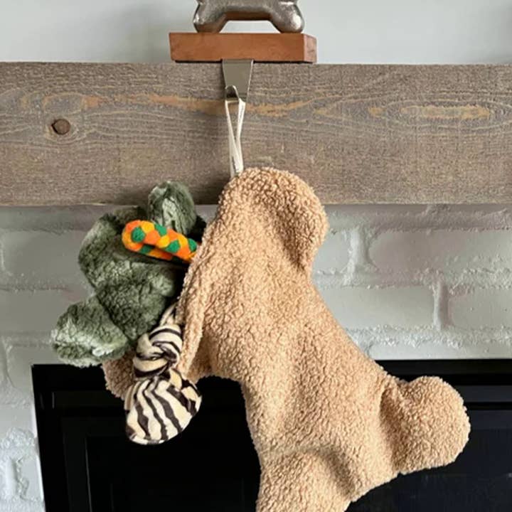 Whiskers 'n Paws Unique Pet Gifts, LLC - Wholesale Holiday Stocking - Holiday Bone Stocking, Sherpa Fabric, 14" x 11"0