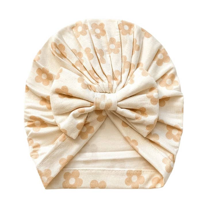 Bow Turban Hat - Blush Daisy for wholesale by Harp Angel Boutique