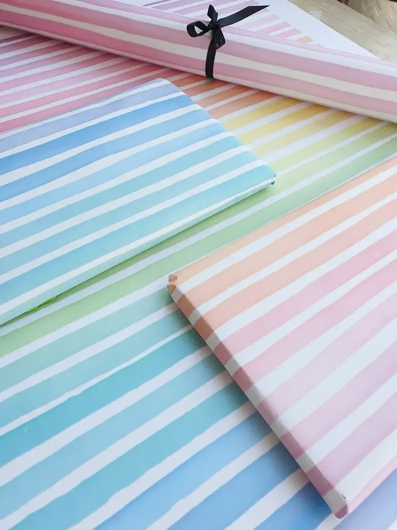 Emma Godfrey Art - Wholesale Flat Wrap - A2 Rainbow Stripe Wrapping Paper4