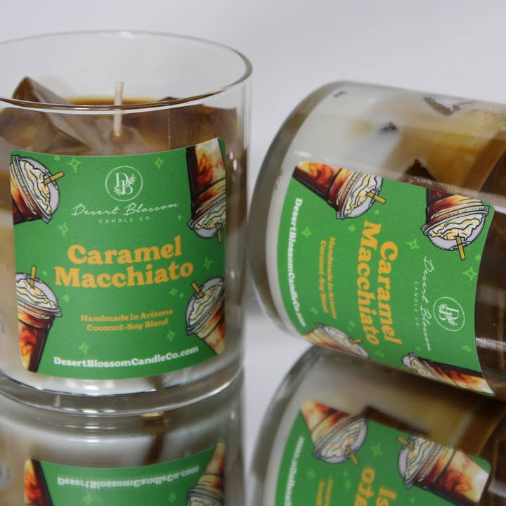 Desert Blossom Candle Company - Wholesale Jar/Filled Candle - Caramel Macchiato Candle Scented Coffee Realistic Candle