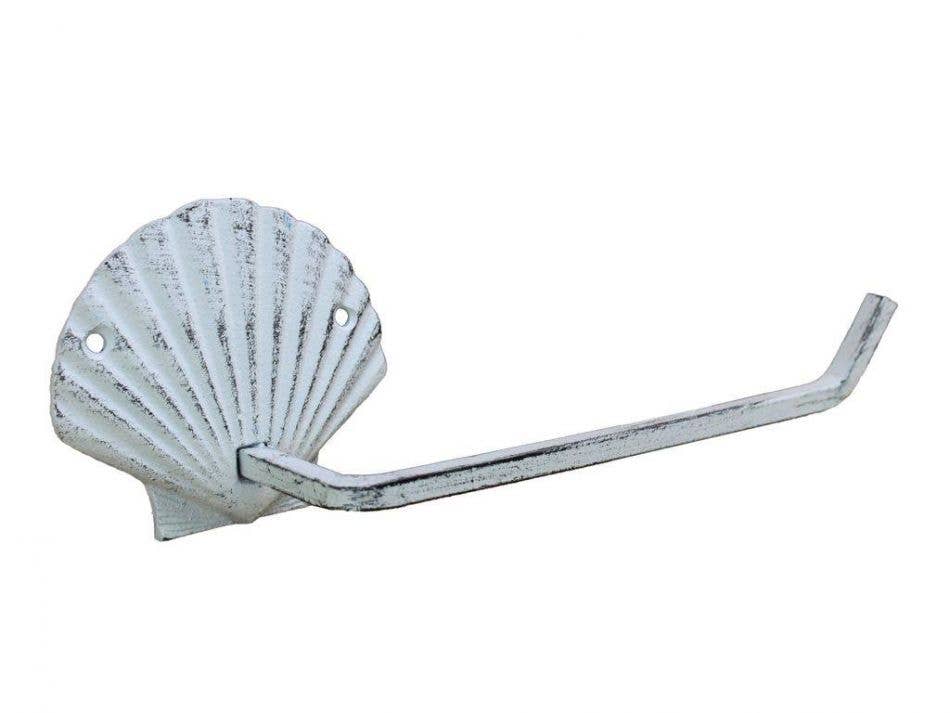 Hampton Ironworks - Wholesale Towel Holder/Hanger - Whitewashed Cast Iron Shell Hand Towel Holder 10""2