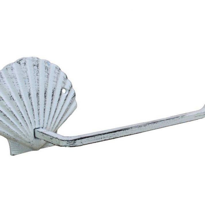 Hampton Ironworks - Wholesale Towel Holder/Hanger - Whitewashed Cast Iron Shell Hand Towel Holder 10""2