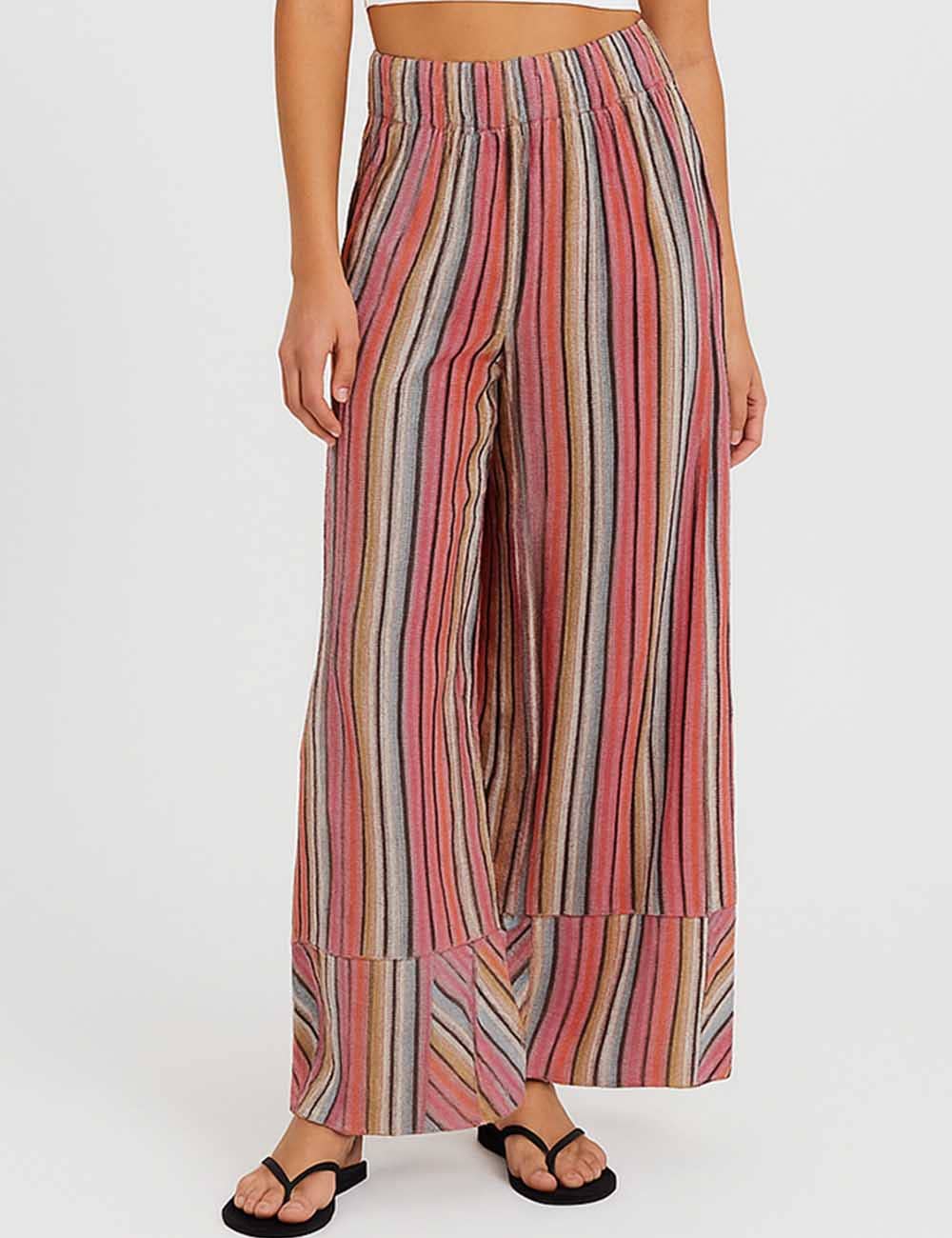 Sweetkama – wholesale Pants – Women's – Ladies Striped Elastic Waist Pockets Wide Leg Pants4