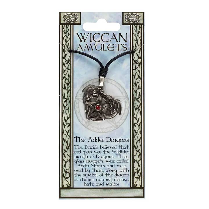 The Adder Dragons Pewter Wiccan Amulet Necklace - (USA-DDP) for wholesale by Myth & Magik - Silver Jewellery Cavern Wholesale