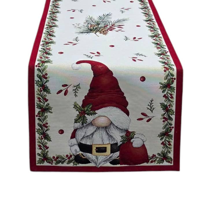 Floral Christmas Gnome Runner in Lurex Gobelin for wholesale by Lunaria Lab