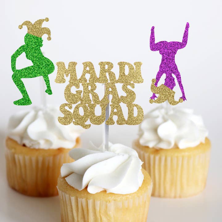 Mardi Gras Squad Twerk Cupcake Toppers (12 Pcs) for wholesale by Ninalem's Party