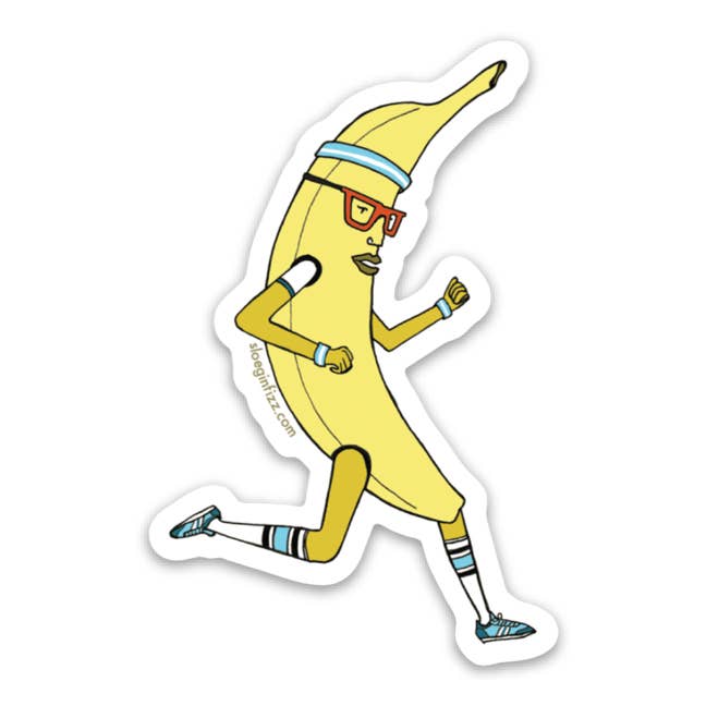 Banana Man on the Run Vinyl Sticker for wholesale by Sloe Gin Fizz