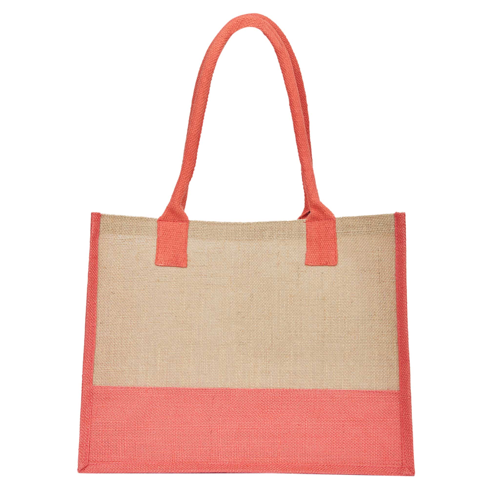 ecojutebags – wholesale Tote bag – Unisex – Pack 4 Jute Shopping Bags– Two-Tone Design with Long Handles6