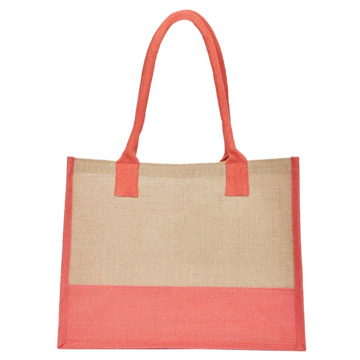 ecojutebags – wholesale Tote bag – Unisex – Pack 4 Jute Shopping Bags– Two-Tone Design with Long Handles6