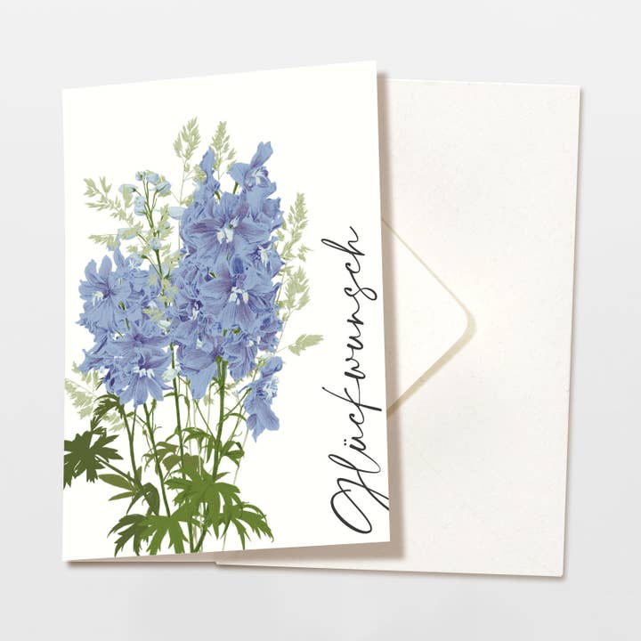 Wildblumen Atelier - Wholesale Congratulations Card - Greeting card congratulations blue flowers, with envelope, FSC