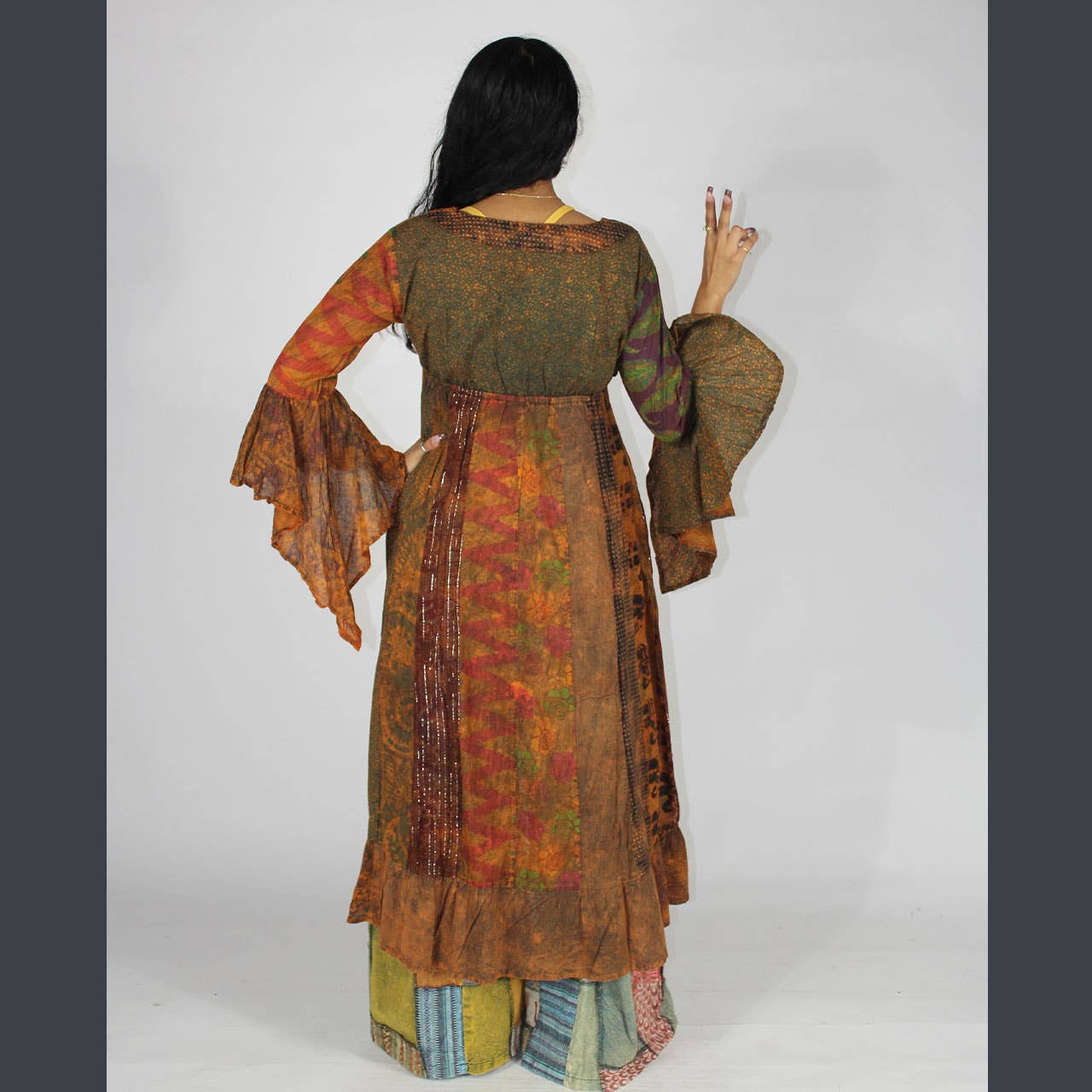 Jayli Clothing – Engroshandel Jakke - Dame – Stevie Duster Jaypuri overfarvet patchwork lang duster4