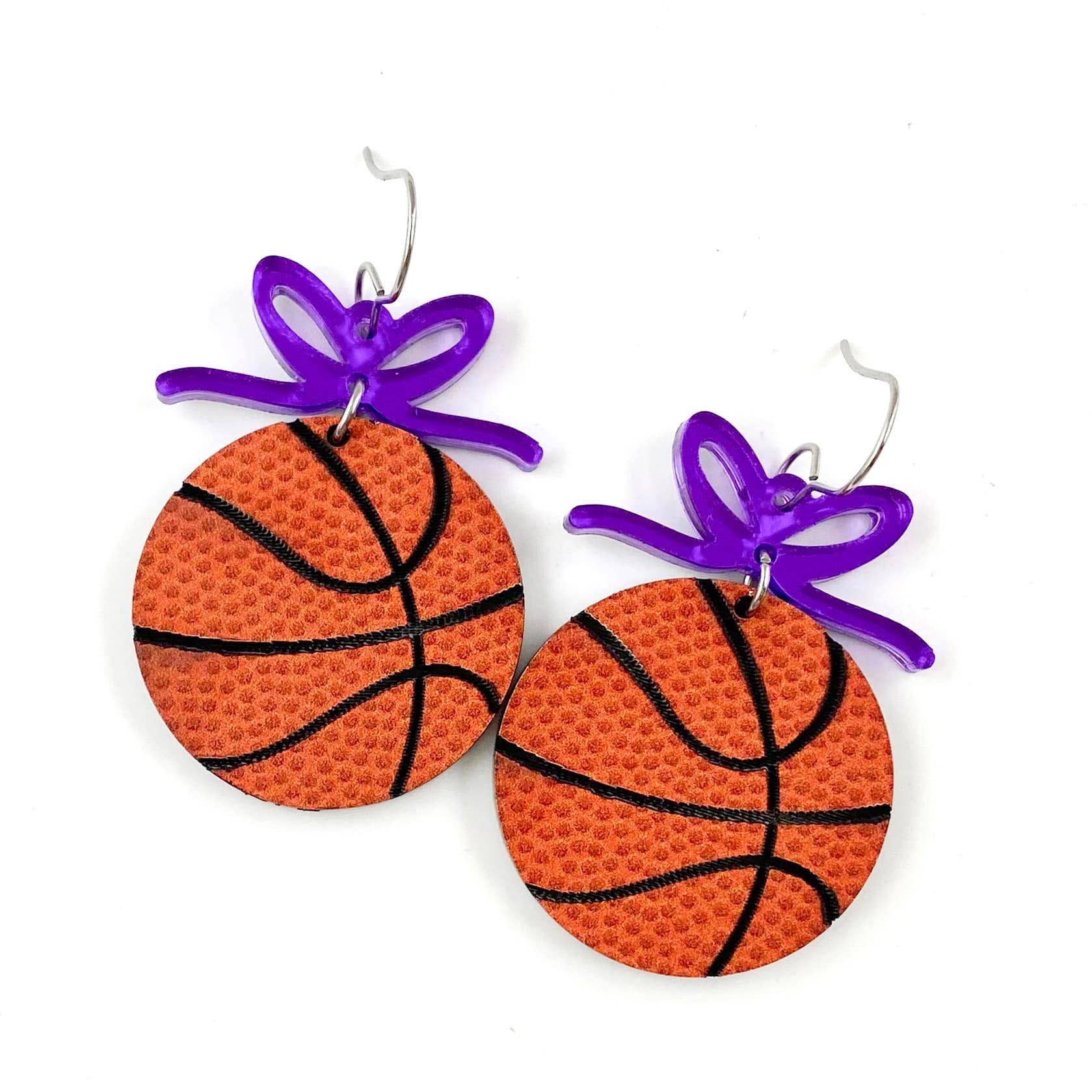 Doohickies - Wholesale Dangle Earrings - 2" Custom Bows & Basketball Dangles - Sports Earrings3