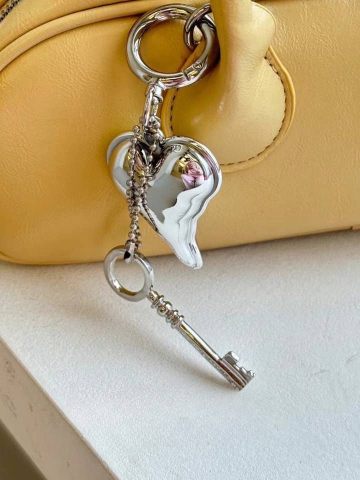 Silver Love Keychain Bag Charms DP25B545 for wholesale by Dipped Shop