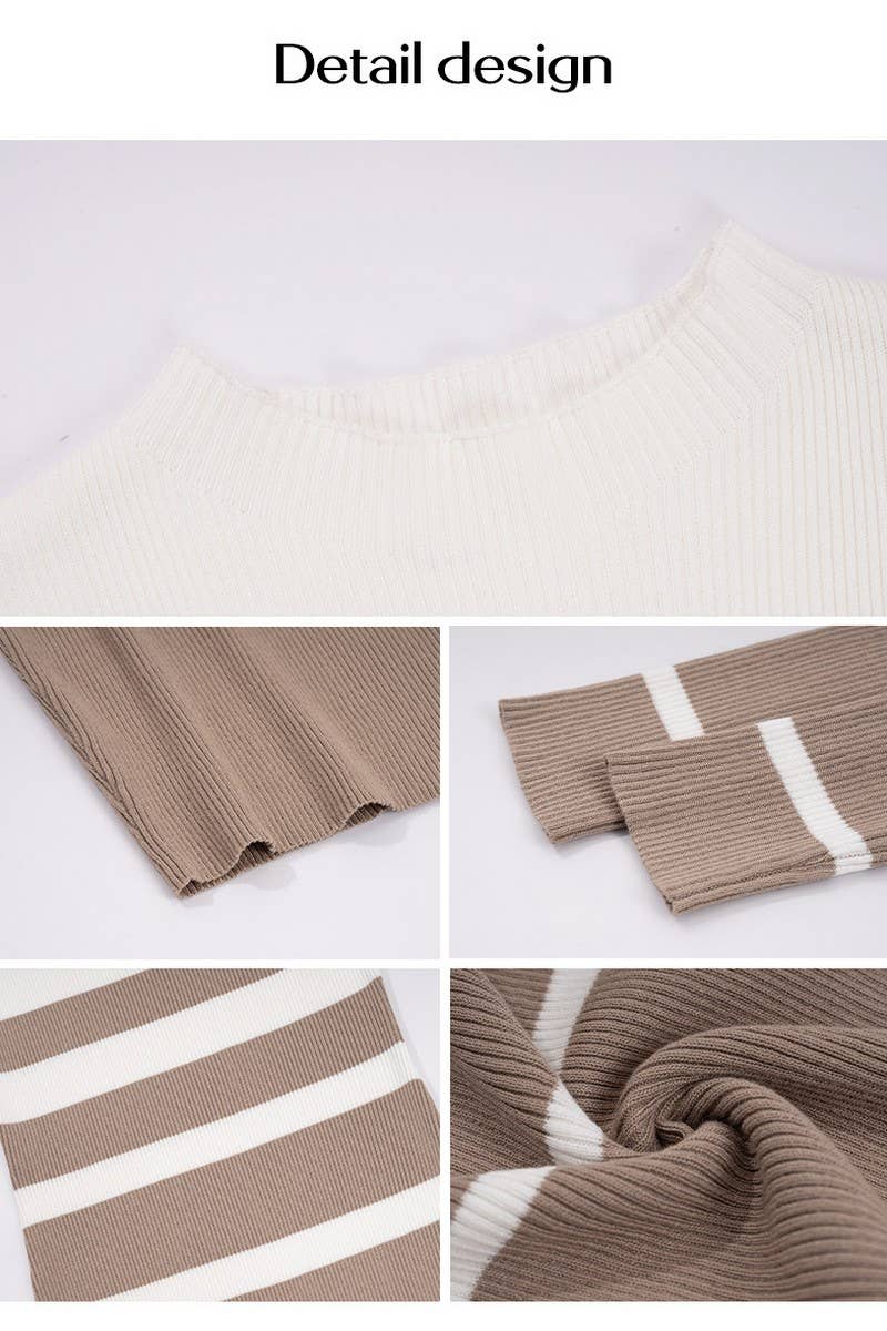 NINEXIS - Wholesale Dress - Women's - CWDMD3307_SLIM-FIT CONTRAST LONG-SLEEVED DRESS11