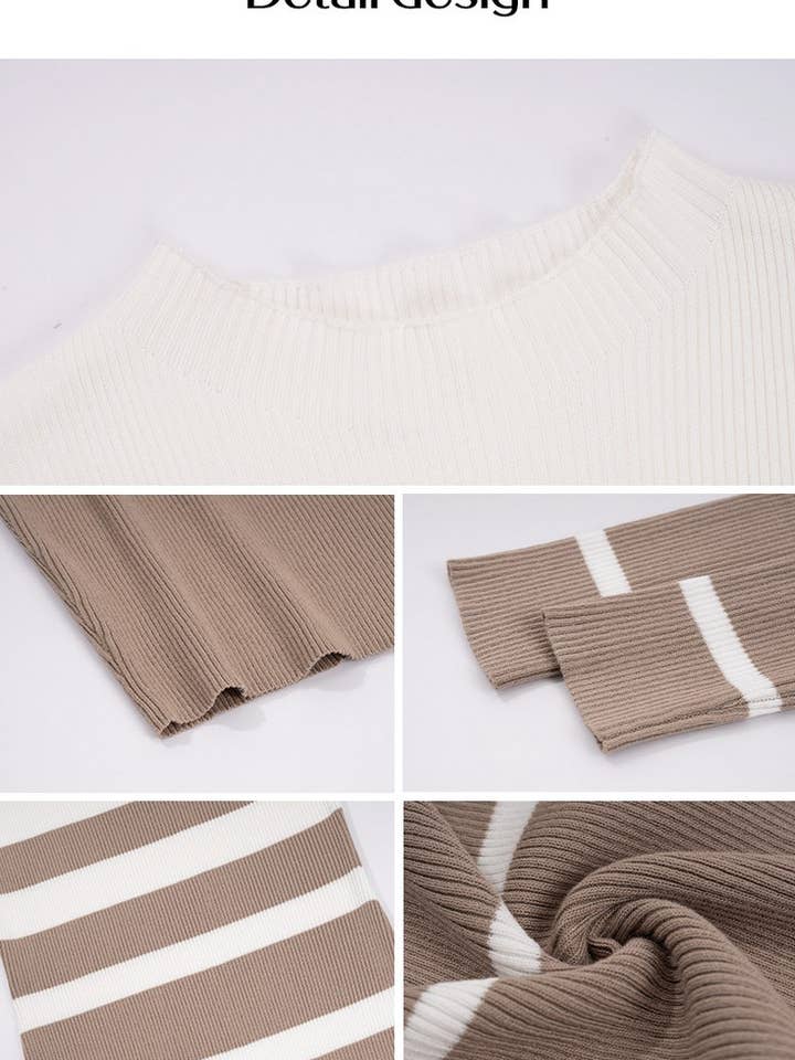 NINEXIS - Wholesale Dress - Women's - CWDMD3307_SLIM-FIT CONTRAST LONG-SLEEVED DRESS11