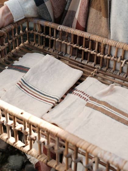 Guardanapo Perry com listras ferroviárias 42x42 cm por atacado de Libeco Home