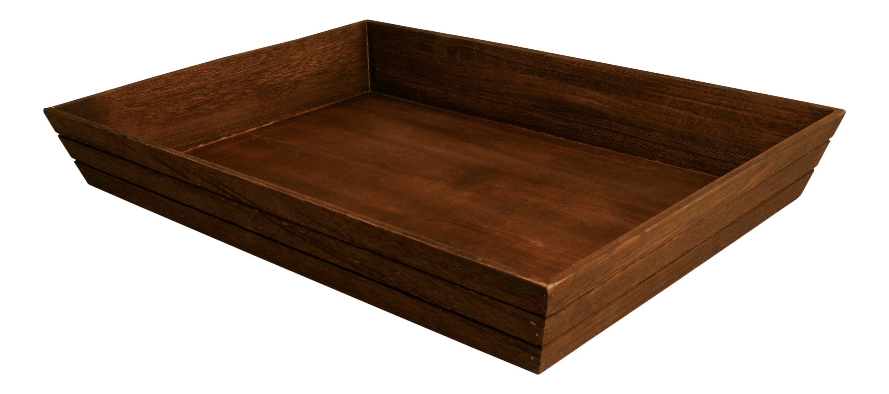 WALD IMPORTS - Wholesale Serving Tray - 22" Dark Stained Wood Grooved Serving Tray4