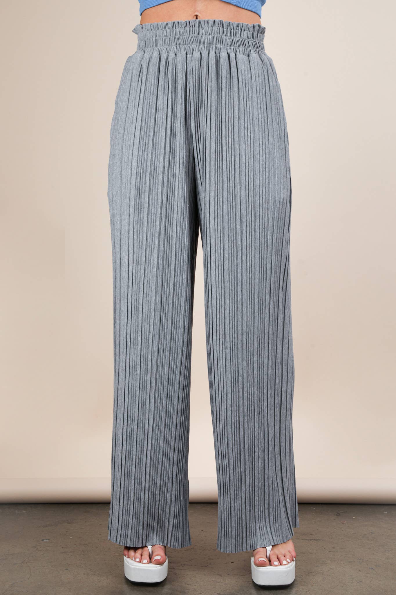 VERY J - Wholesale Pants - Women's - NP70826-Leopard Print & Solid Wide Leg Pleated Pants16