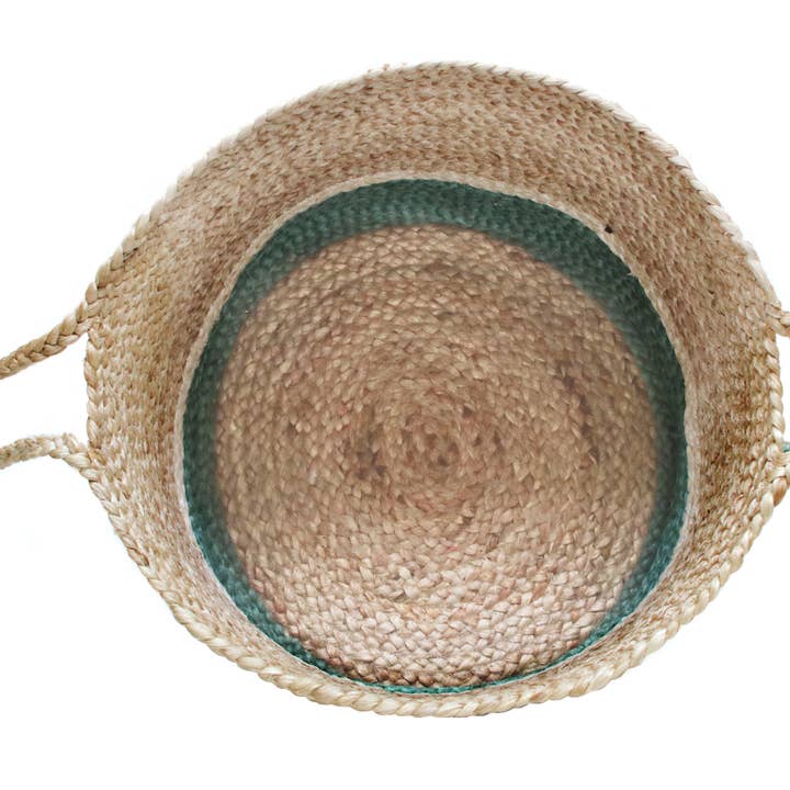 Belinda Block Storage Basket, Tan/Teal/Bleached White for wholesale on Faire