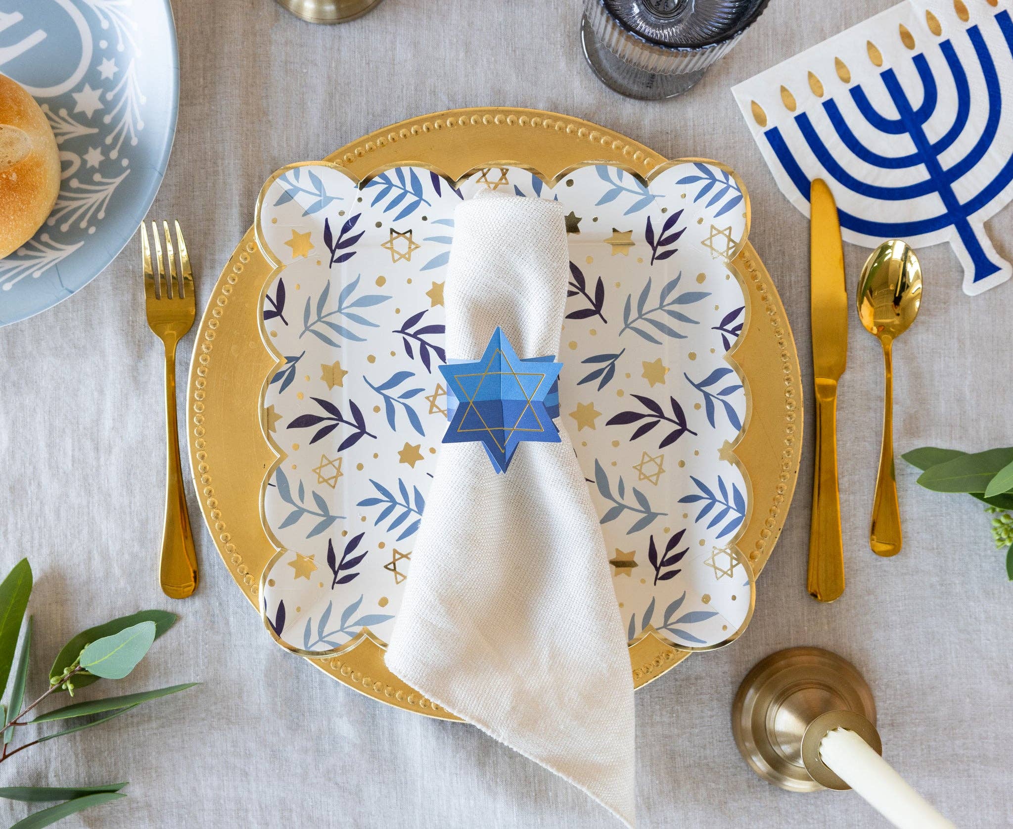 My Mind’s Eye - Wholesale Disposable Napkin - HNK1141 - Shaped Menorah Luncheon Napkin1