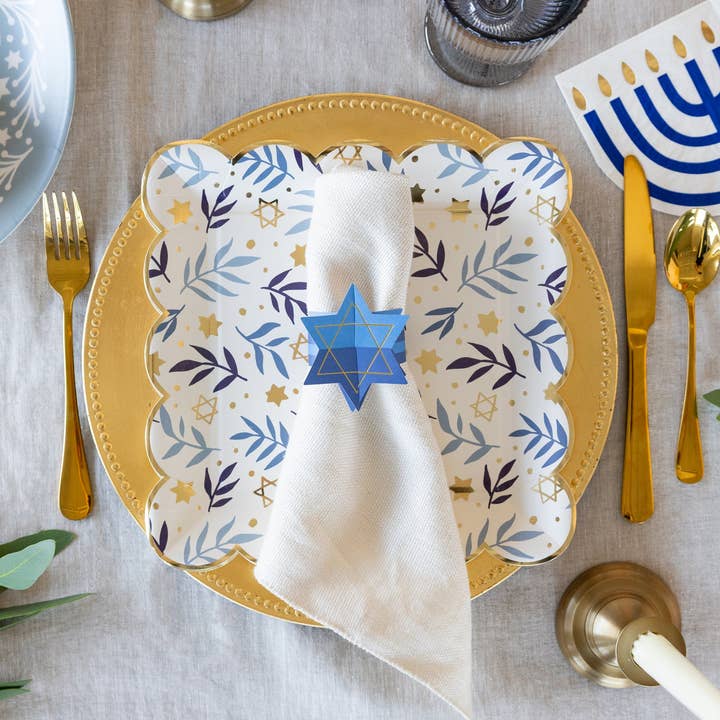 My Mind’s Eye - Wholesale Disposable Napkin - HNK1141 - Shaped Menorah Luncheon Napkin1