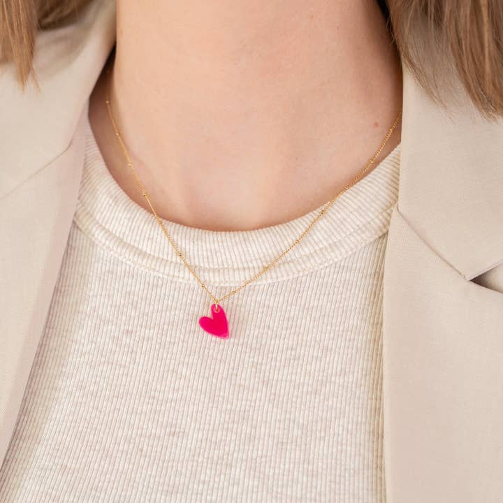 Lume Charms Necklace | Heart Fuchsia for wholesale by vanMauZ