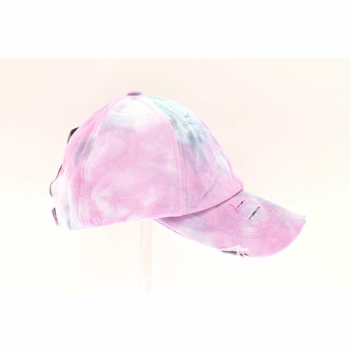 C.C Beanie - Wholesale Ponytail Cap - Women's - Tie Dye Criss-Cross High Ponytail CC Ball Cap BT791