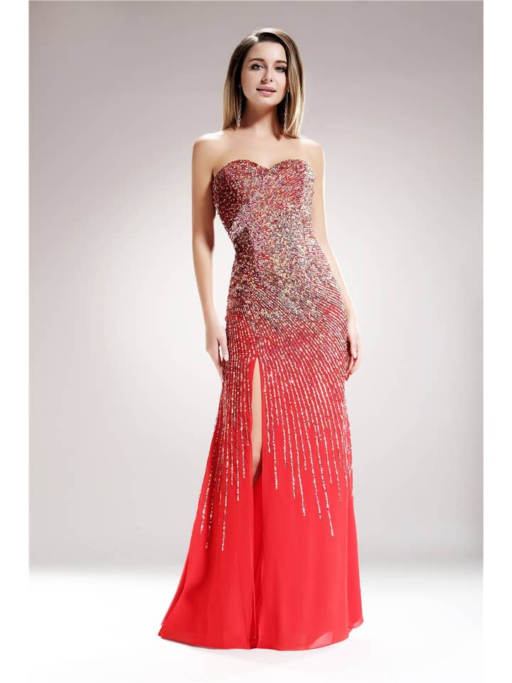 Anny Lee - Venta al por mayor Vestido de fiesta - Mujer - Vestido evasé en forma de corazón sin tirantes SP 7702