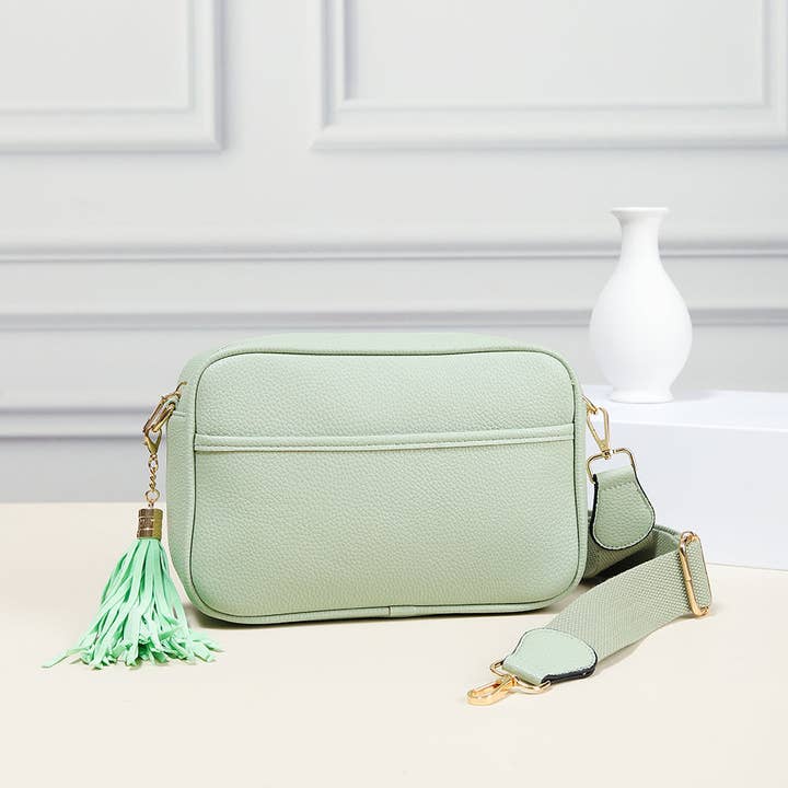 MiMi Wholesale - Wholesale Crossbody Bag - Women's - TG10204 Solid Color Tassel Camera Crossbody Bag2