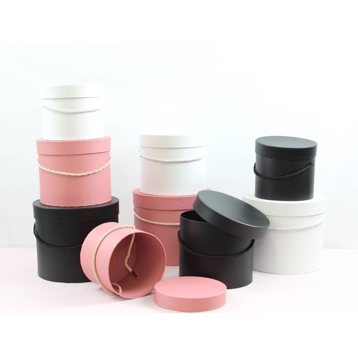 Elegant Design Supply - Wholesale Gift Box - Basic Round Flower Hat Box with Lid - Various Colors and Sizes - For Luxury Flower / Gift / Chocolate Strawberries Arrangements