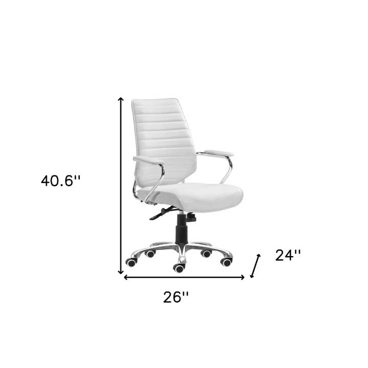 HomeRoots – wholesale Chair – White and Silver Adjustable Height Swivel Rolling Office Chair2