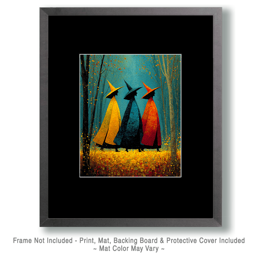 Mowbi - Wholesale Art Print - Three Witch's on a Mission Halloween Art Print - 8"x10" Artwork1