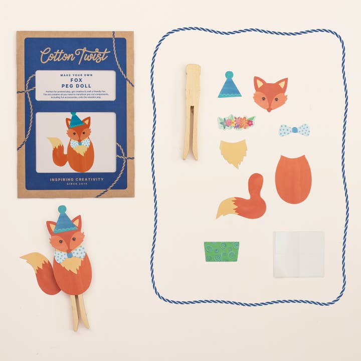 Cotton Twist (USA DUTIES PAID) – wholesale DIY-pysselkit - Barn – Gör din egen Fox Peg Doll Kit3