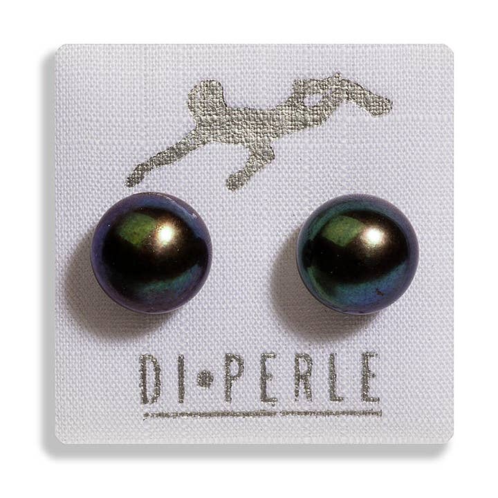 Pearl ear studs | 9 - 10 mm | anthracite | 585 for wholesale by Di Perle GmbH