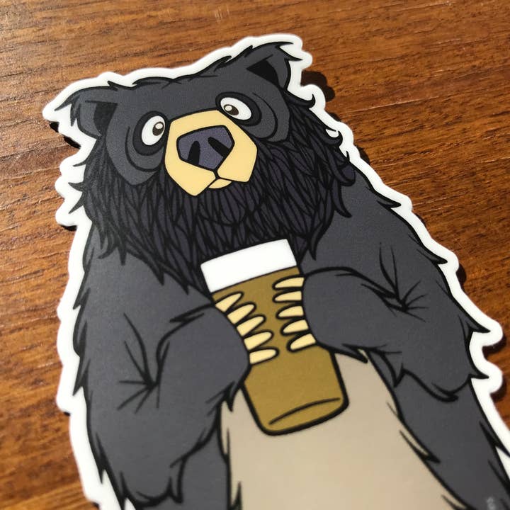 Sprouted Scribbles - Wholesale Sticker - Black Bearded Beer Bear Sticker
