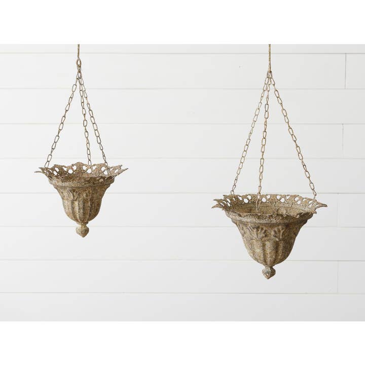 Audrey's Home & Gift - Venta al por mayor Macetas colgantes - Jardineras Colgantes de Hierro (Juego de 02)1