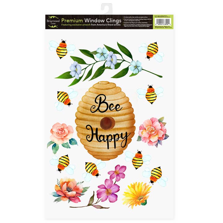 Happy Beehive Window Clings for wholesale by Briarwood Lane