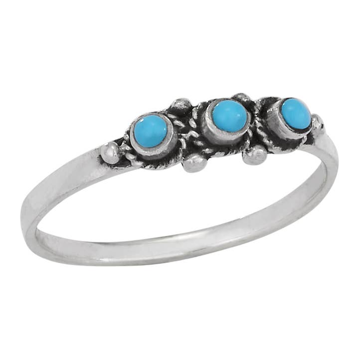 Tiger Mountain Jewelry - Wholesale Multi-Stone Ring - Three In A Row Sterling Silver Turquoise Ring