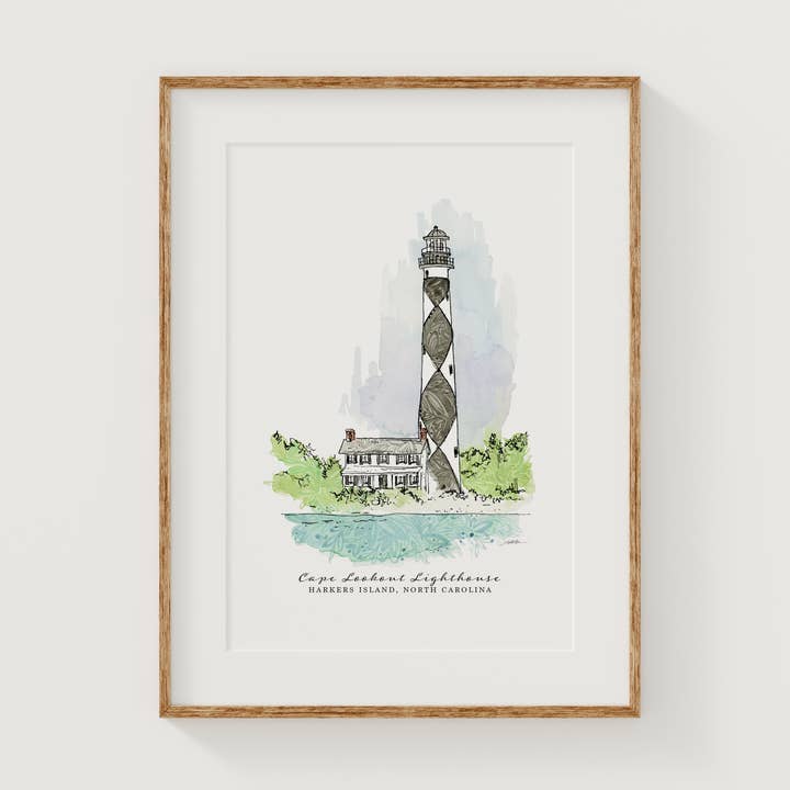 Cape Lookout Lighthouse Fine Art Print – NC Coast Collection for wholesale by Amanda Klein Co.