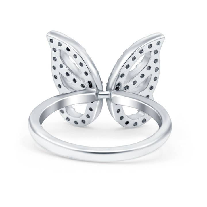 Butterfly Ring Simulated Morganite CZ Wedding Band for wholesale on Faire2