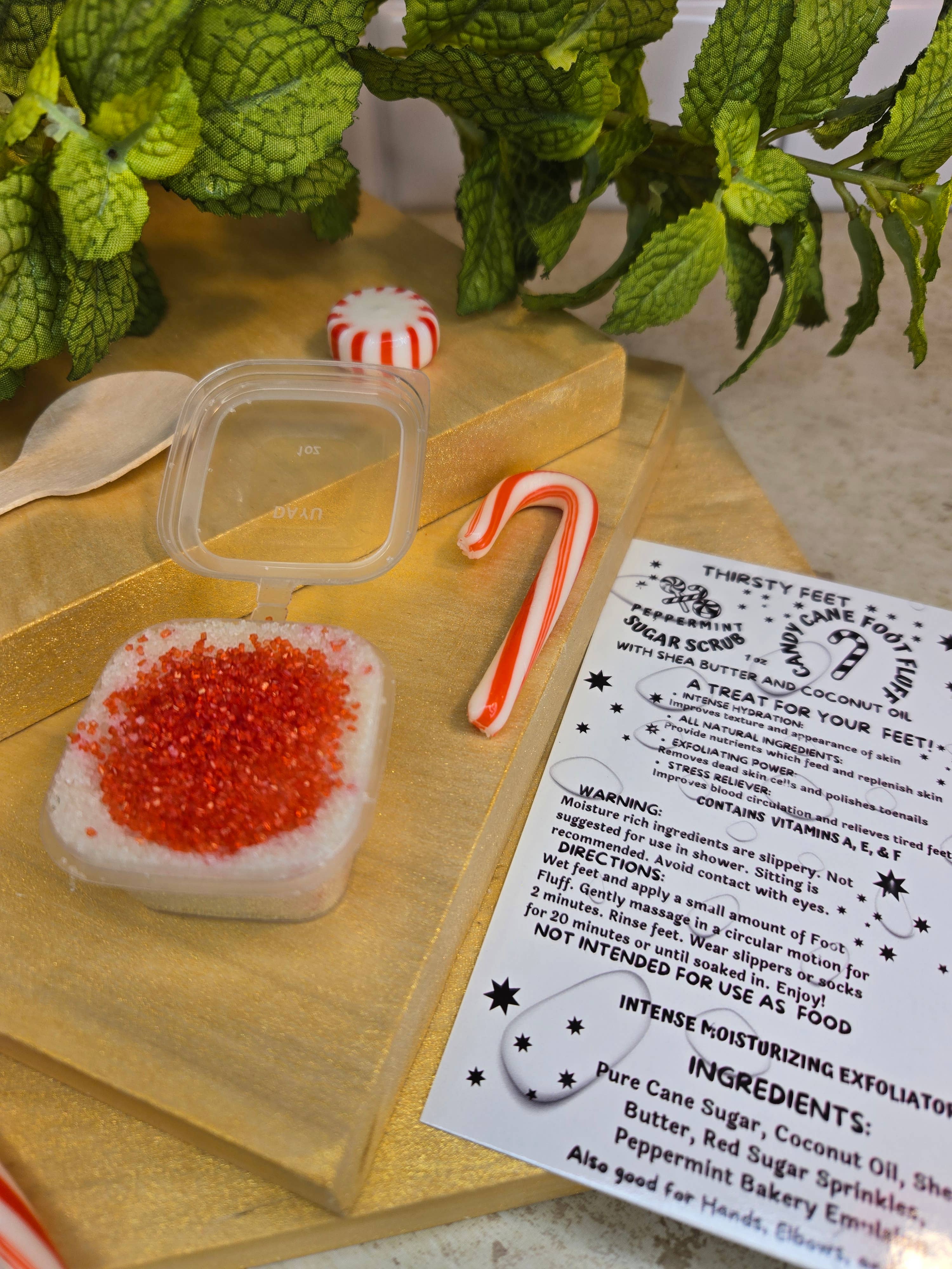 THIRSTY FEET®️ - Vente Gommage/exfoliant pour les pieds - Gommage au sucre à la menthe poivrée et à la canne de bonbon pour les pieds 1 oz,5