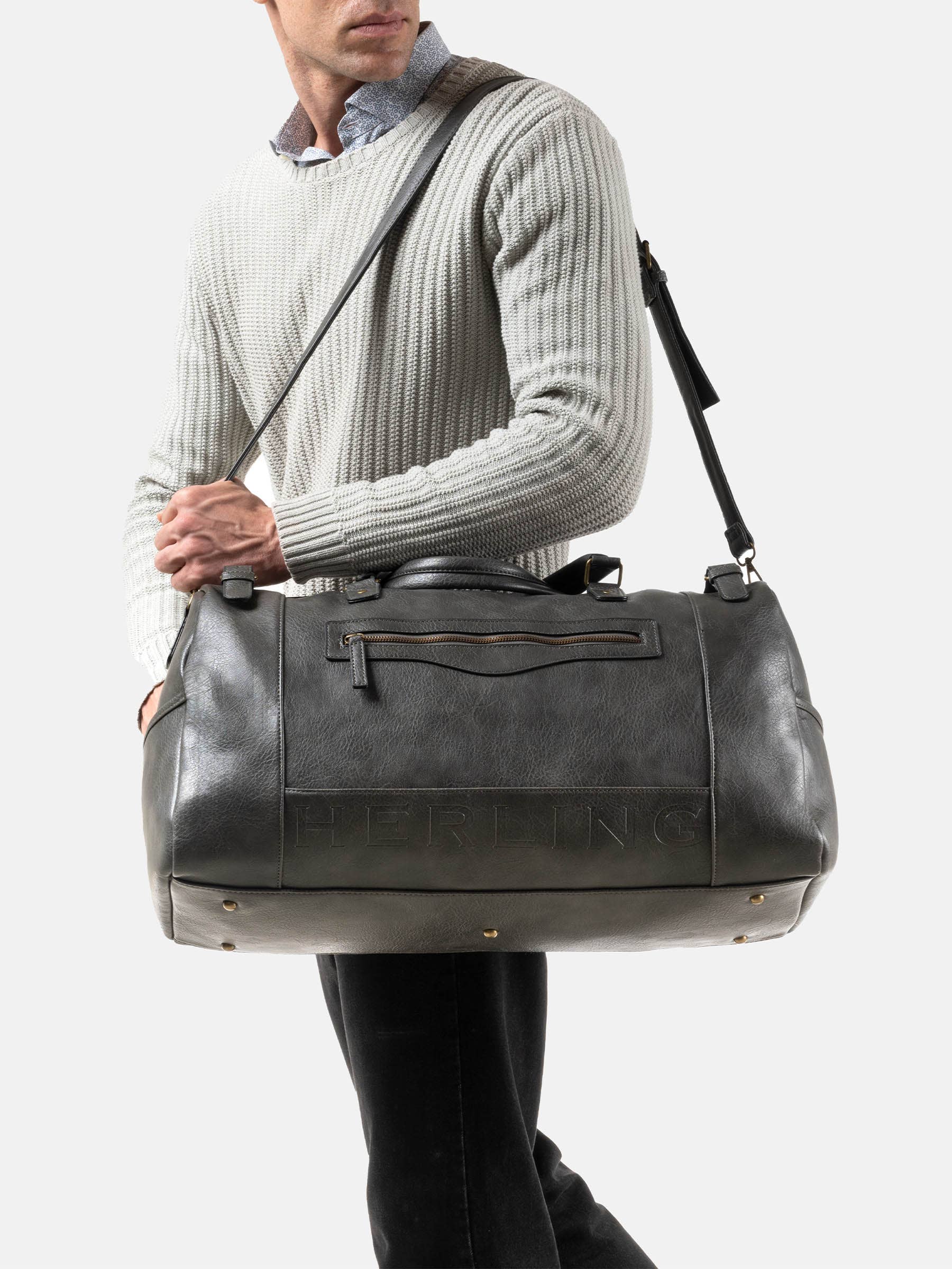 Herling – Saco de viagem - Unissexo por atacado – Herling - Bolsa de viagem vintage grande em couro PU25