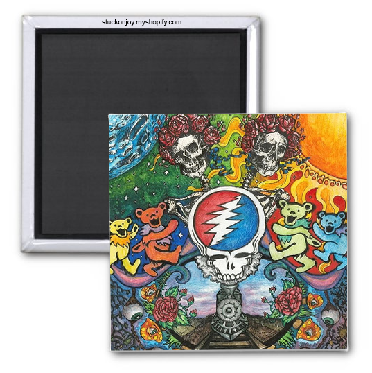 Stuck On Joy – wholesale Magnet – Grateful Dead SKULL & BEARS 2x2 Magnet0